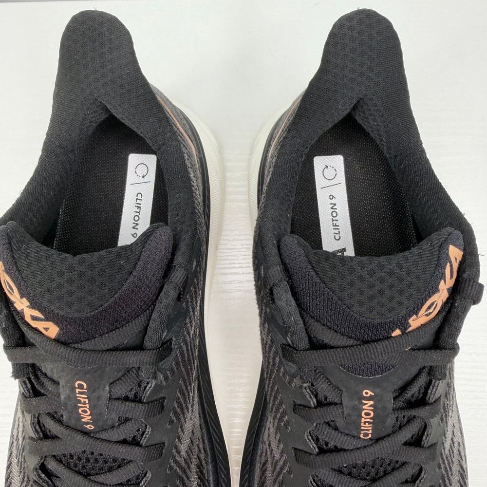 Hoka One One Clifton 9 Women's Size 8 B Black Rose Gold Running Shoes Sneakers - Picture 7 of 16